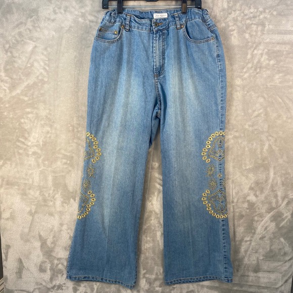 Jamie Nicola Collection Denim - Jamie‎ Nicola Collection Women's Jeans Size 16 Light Wash Embroidered Artsy